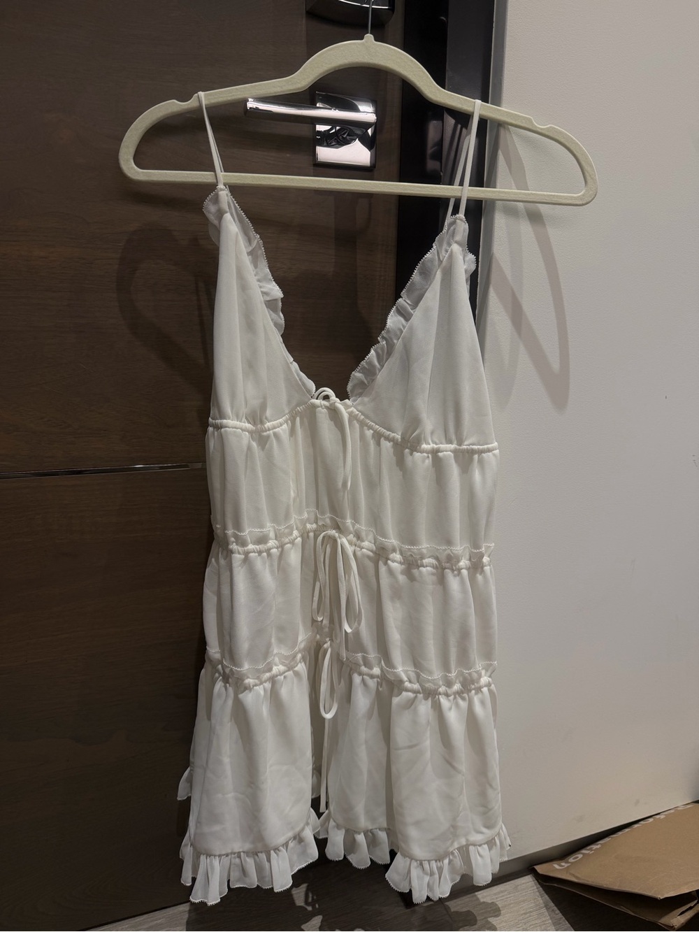 NWT Camila Coelho Ivory Tie-Front Ruffle Mini Dress